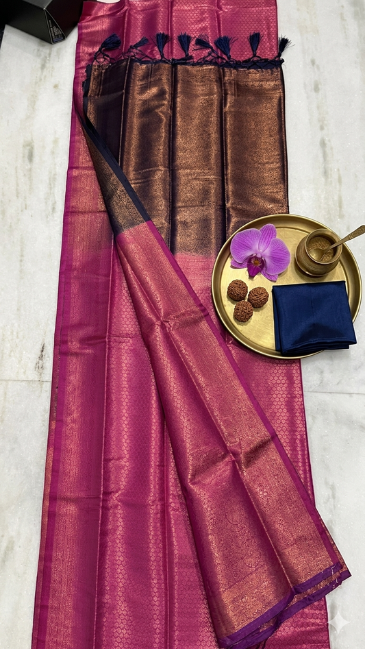 Pink Mulberry Silk Saree with Blouse Piece – Rich Zari Woven Traditional Wedding & Festive Wear