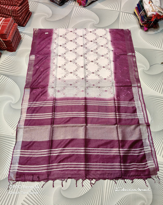 Shop elegant Linen Kantha Stitch Sarees featuring soft fabrics, artistic detailing, and graceful designs perfect for festive, casual, and everyday wear.