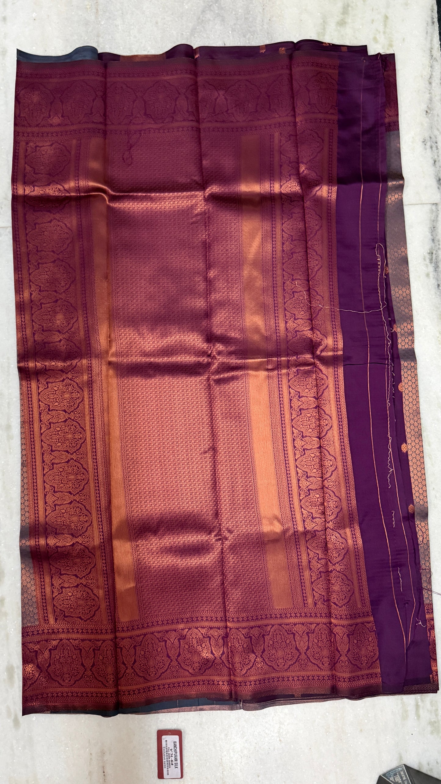 Kanchipuram Silk Saree with Blouse Piece – Charcoal Grey & Maroon Zari Woven Saree with Rich Border