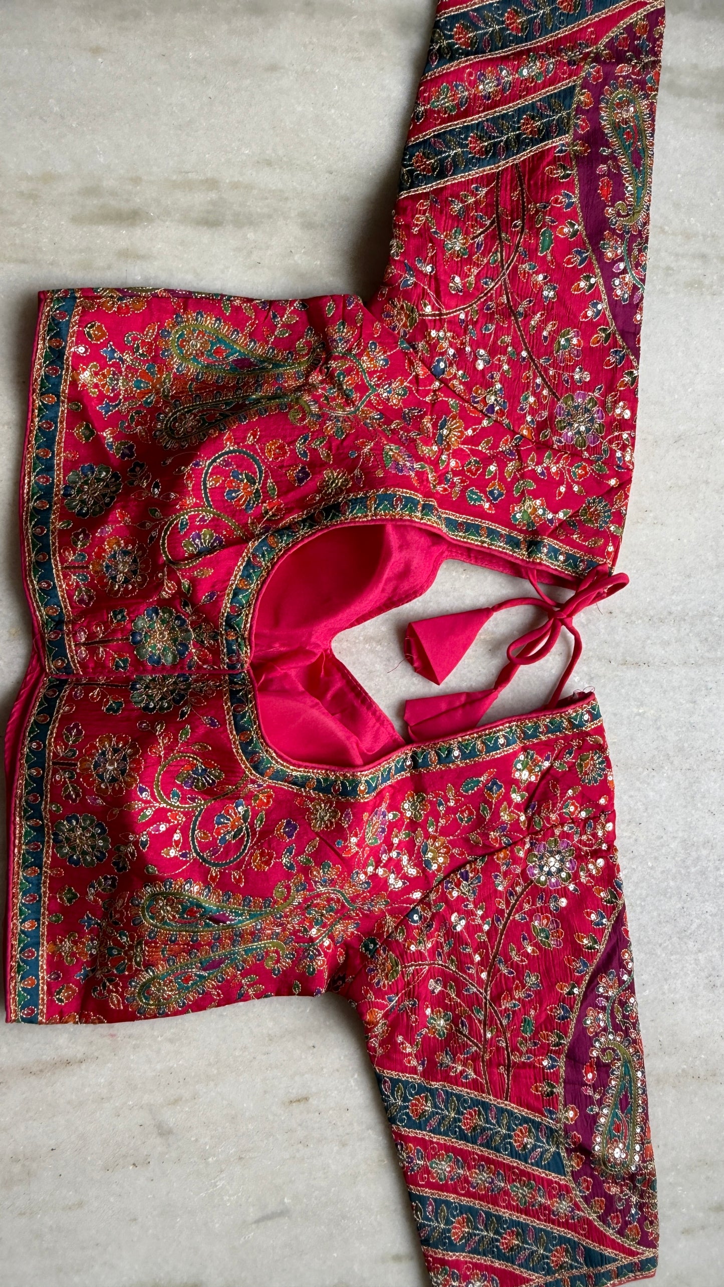 Kani Pashmina Silk Saree in Mustard Yellow with Multicolor Paisley Border & Stitched Embroidered Blouse