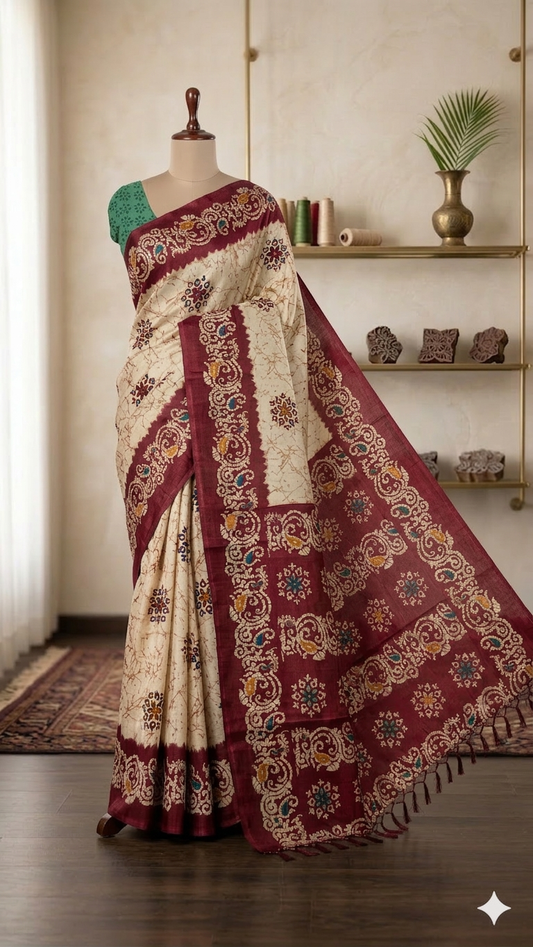 Off White Woven Cotton Silk Saree with Blouse Piece – Lightweight Daily Wear Ethnic Saree