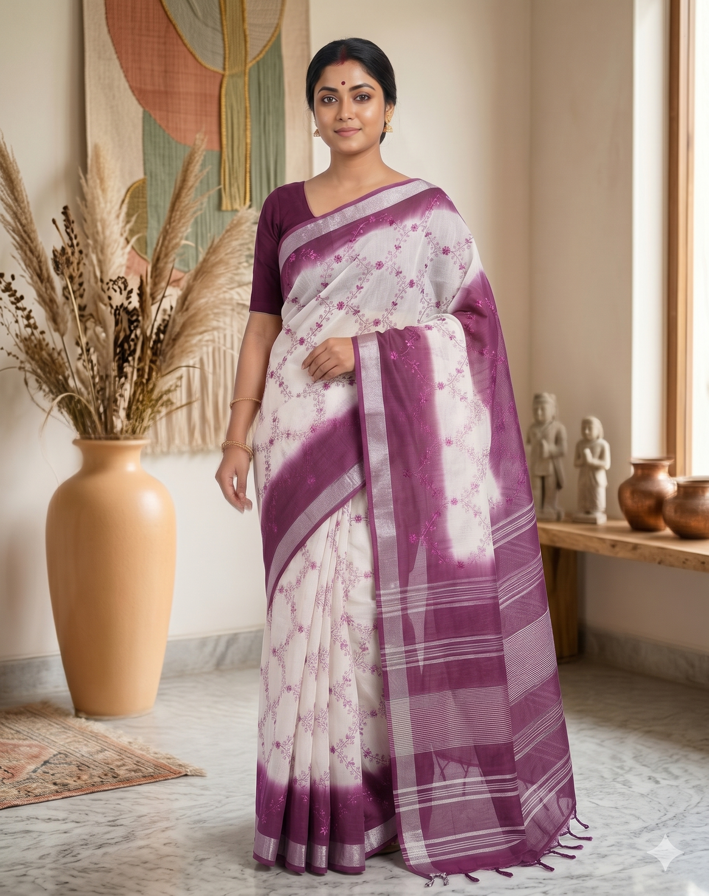 Shop elegant Linen Kantha Stitch Sarees featuring soft fabrics, artistic detailing, and graceful designs perfect for festive, casual, and everyday wear.