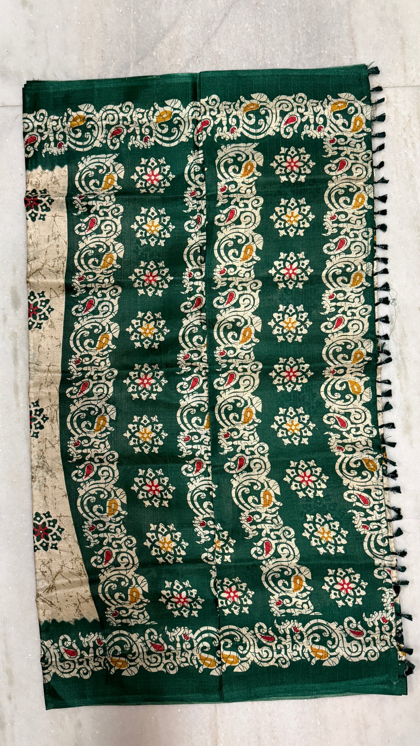 Off White & Green Woven Cotton Silk Saree with Blouse Piece – Lightweight Daily Wear Ethnic Saree