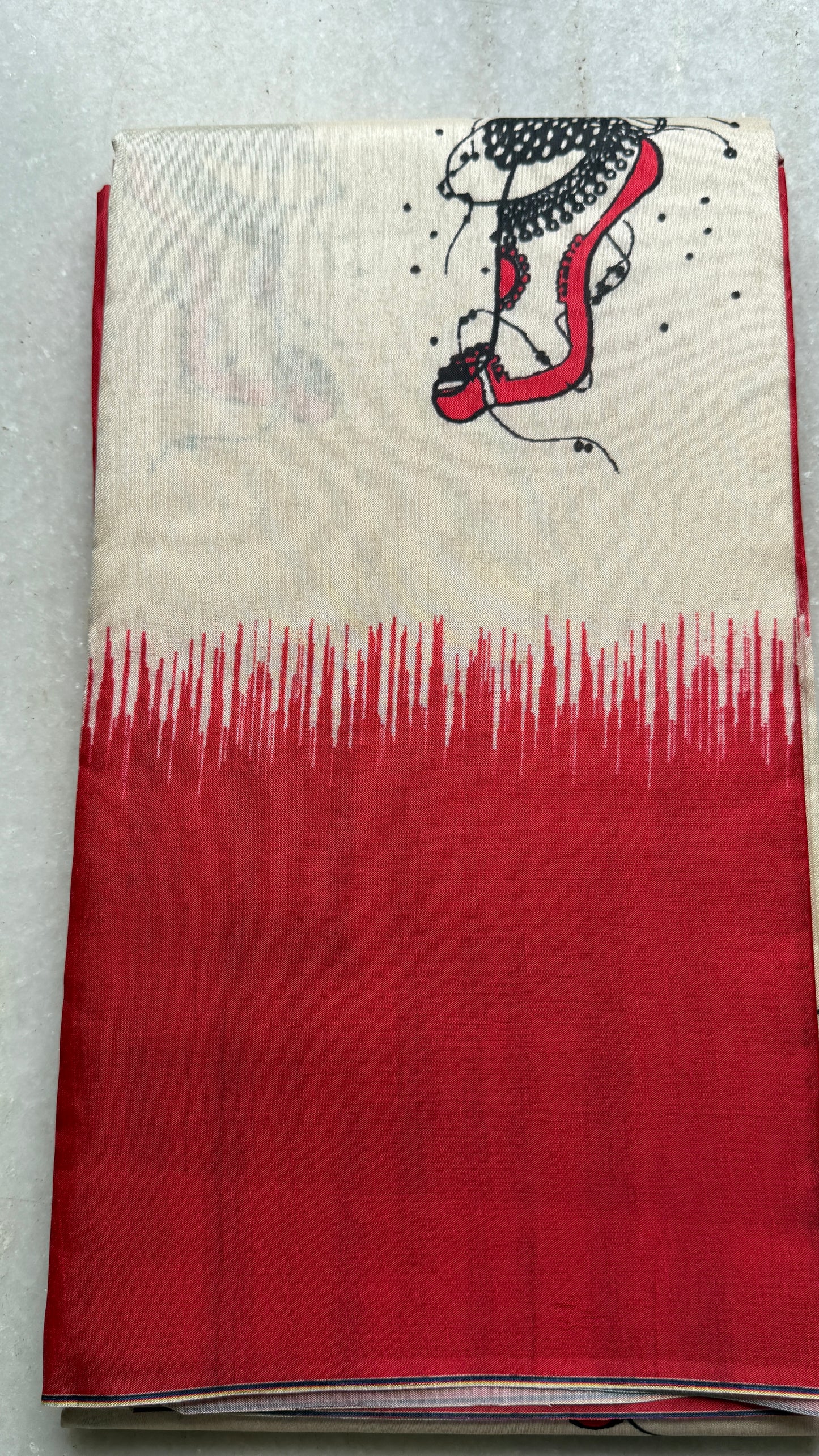 Durga Motif Digital Print Silk Saree | Kaya Kalpo