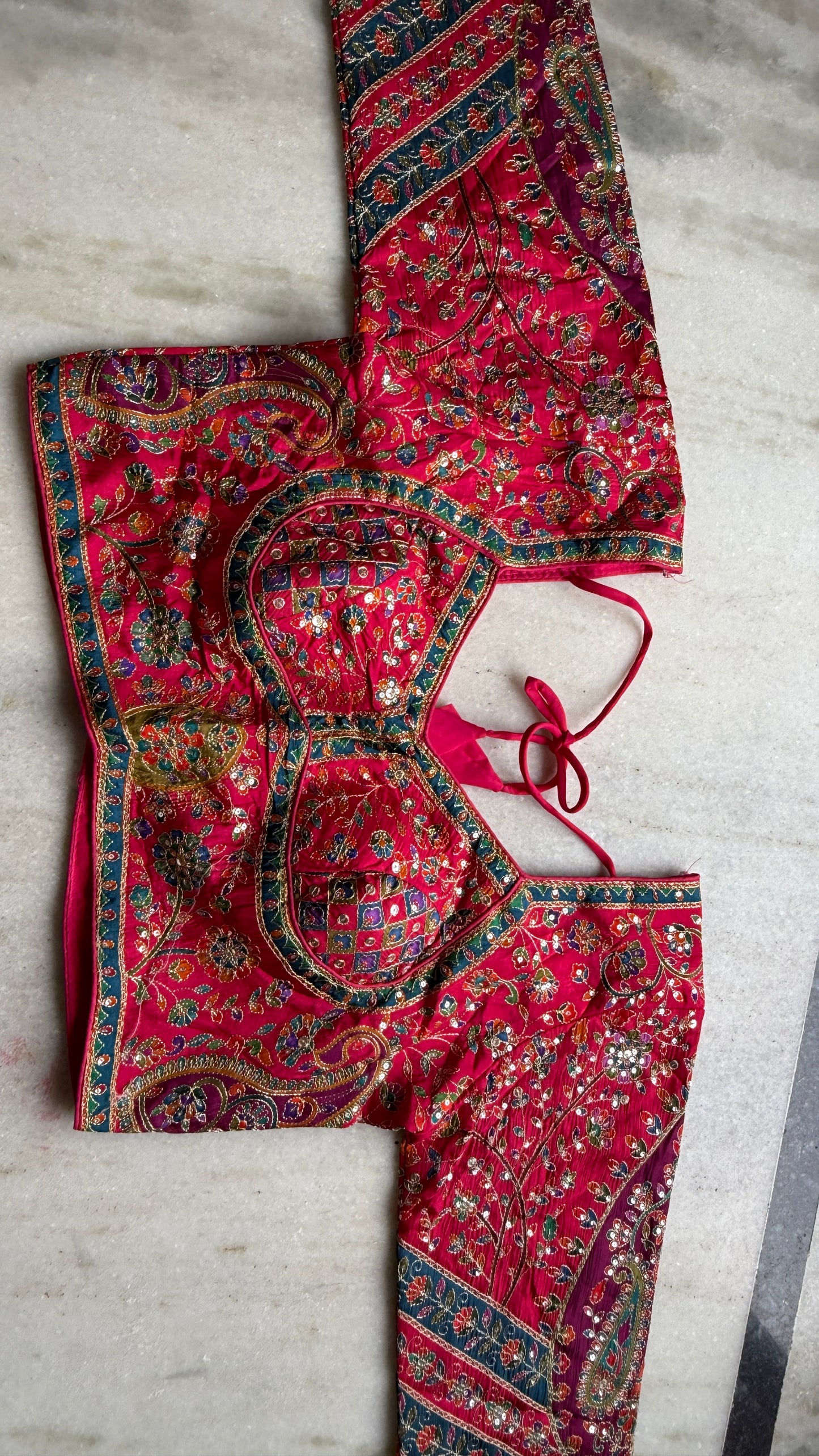 Kani Pashmina Silk Saree in Mustard Yellow with Multicolor Paisley Border & Stitched Embroidered Blouse
